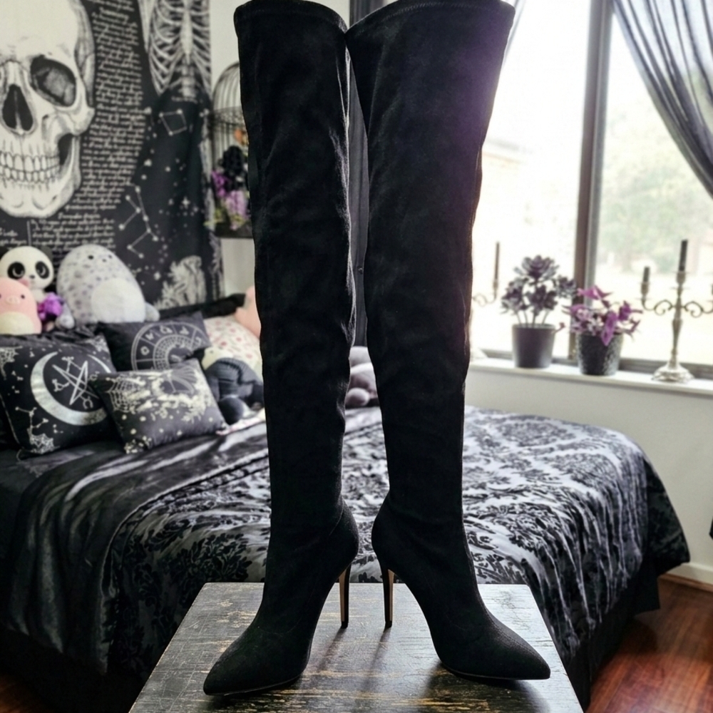 Elegant Black Over-the-Knee Stiletto Boots